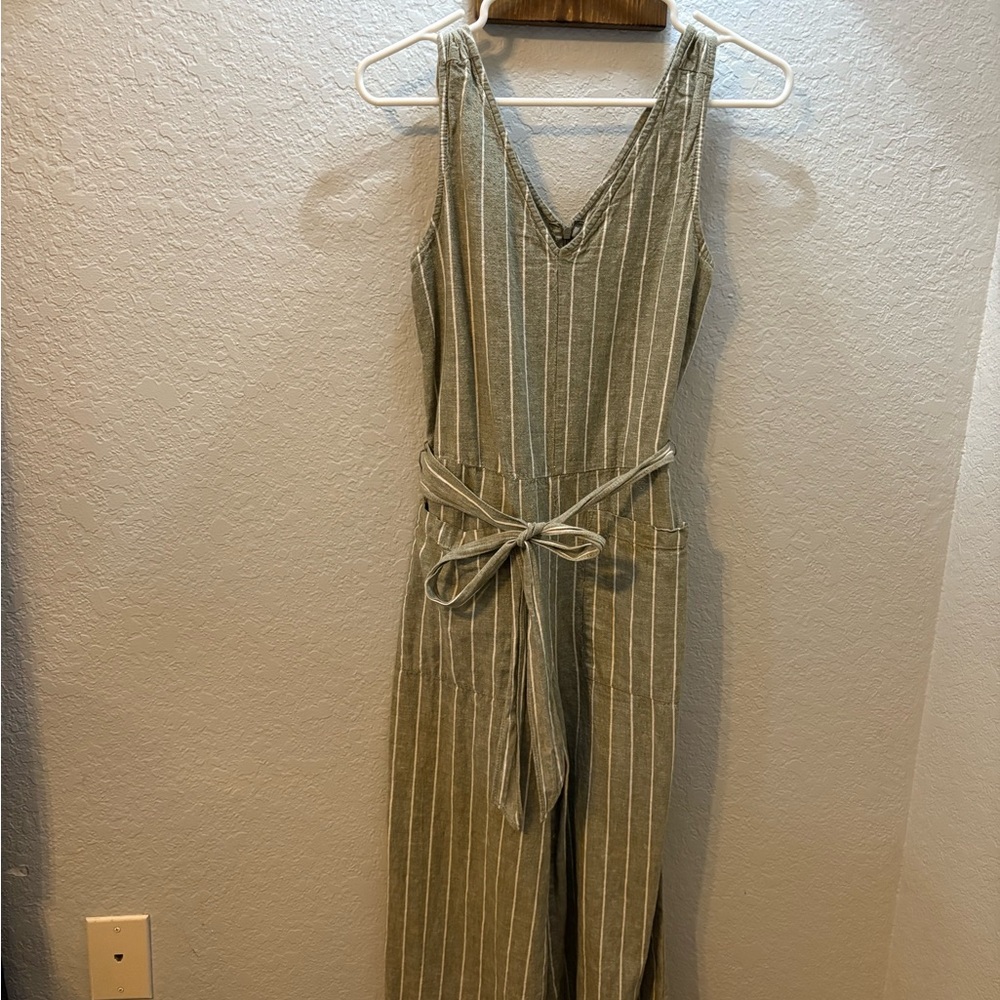 Striped Olive Jumpsuit